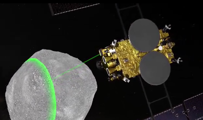 Conceptual image of remote sensing (near-infrared specrisciouc observation) of the asteroid by Hayabusa2)