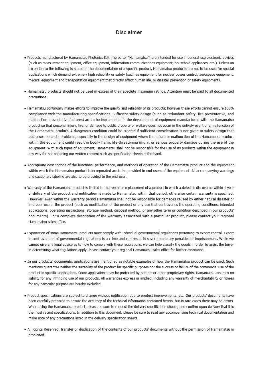 Disclaimer / Opto-semiconductors